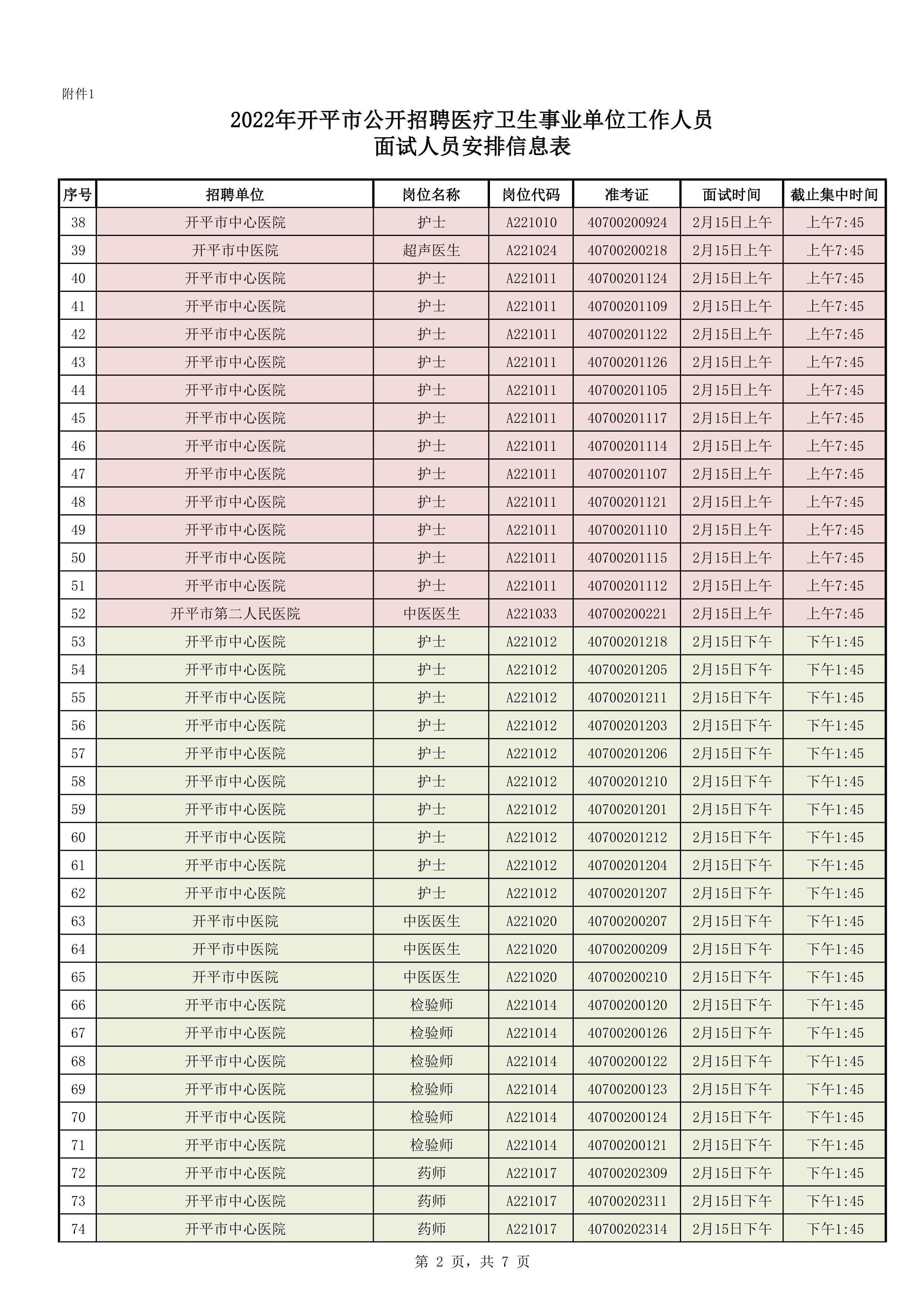 附件1：2022年亚星官网
公开招聘医疗卫生事业单位工作人员面试人员安排信息表0001.jpg